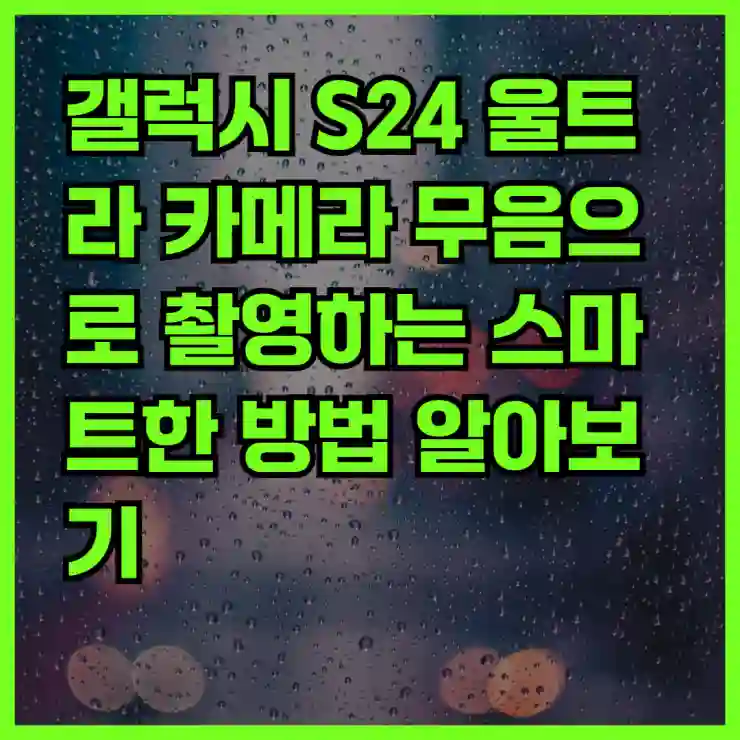 갤럭시 S24 울트라 카메라 무음으로 촬영하는 스마트한 방법 알아보기