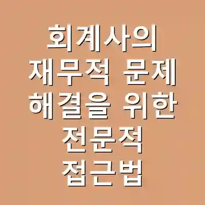 회계사의 재무적 문제 해결을 위한 전문적 접근법