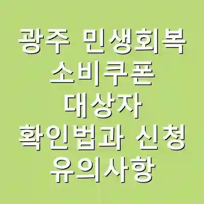 광주 민생회복 소비쿠폰 대상자 확인법과 신청 유의사항