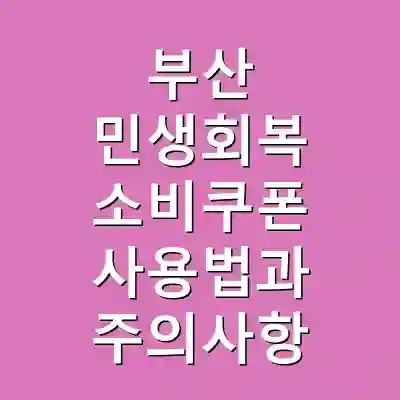 부산 민생회복 소비쿠폰 사용법과 주의사항