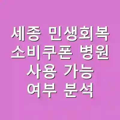 세종 민생회복 소비쿠폰 병원 사용 가능 여부 분석
