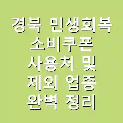 경북 민생회복 소비쿠폰 사용처 및 제외 업종 완벽 정리