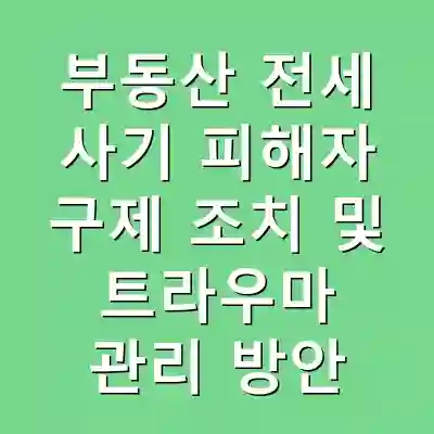 부동산 전세 사기 피해자 구제 조치 및 트라우마 관리 방안