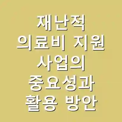 재난적 의료비 지원 사업의 중요성과 활용 방안