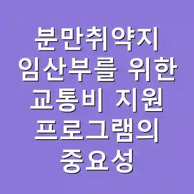 분만취약지 임산부를 위한 교통비 지원 프로그램의 중요성