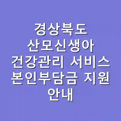 경상북도 산모신생아 건강관리 서비스 본인부담금 지원 안내