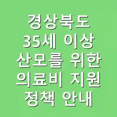 경상북도 35세 이상 산모를 위한 의료비 지원 정책 안내