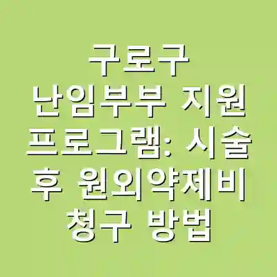 구로구 난임부부 지원 프로그램: 시술 후 원외약제비 청구 방법